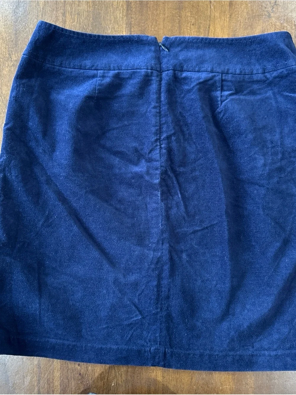 Talbots Petites Blue Velvet Pencil Skirt 10 P Stretch Preppy Academia Holiday